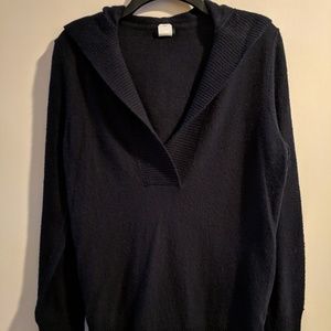 J. Crew shawl collar wool/cashmere hoodie, navy